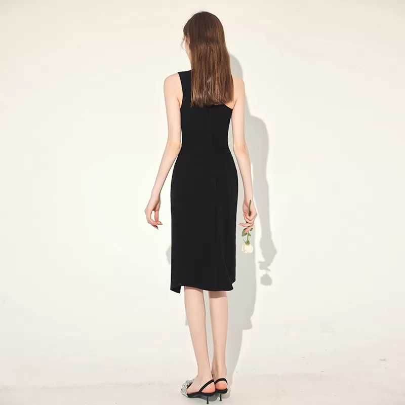 The Casey Black Toga Dress