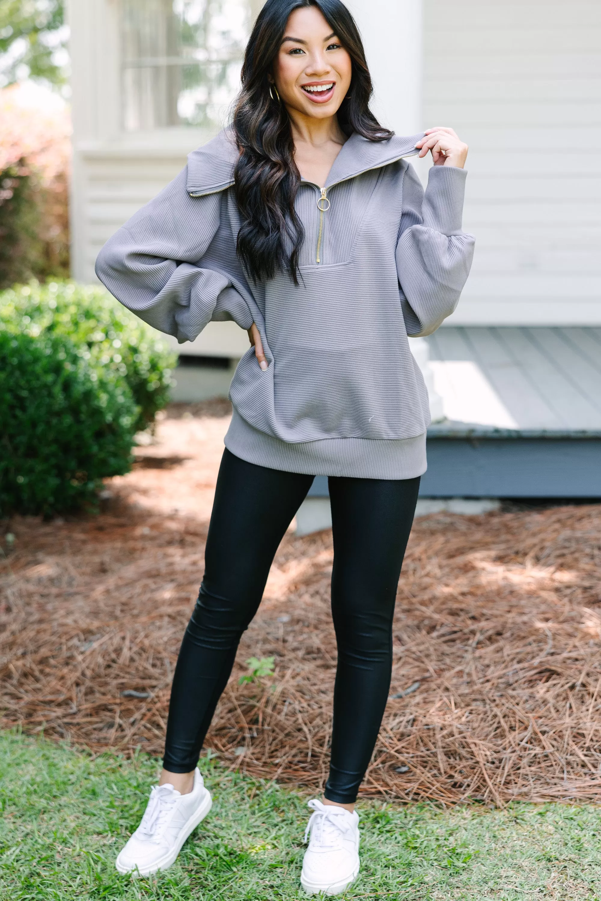 Today's The Day Charcoal Gray Quarter Zip Pullover