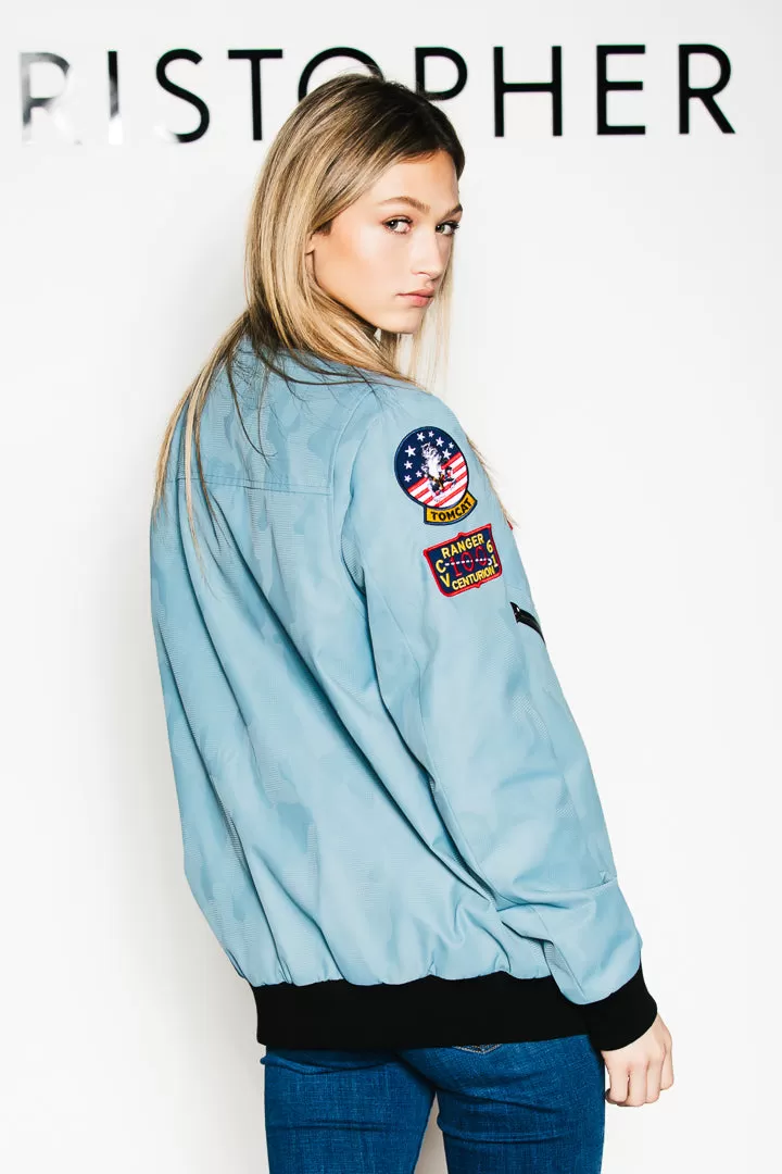 TOP GUN Unisex Bomber Jacket - CAMO STEEL BLUE