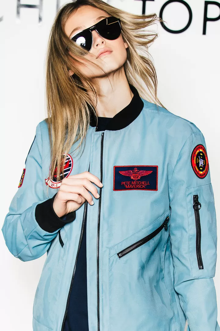 TOP GUN Unisex Bomber Jacket - CAMO STEEL BLUE