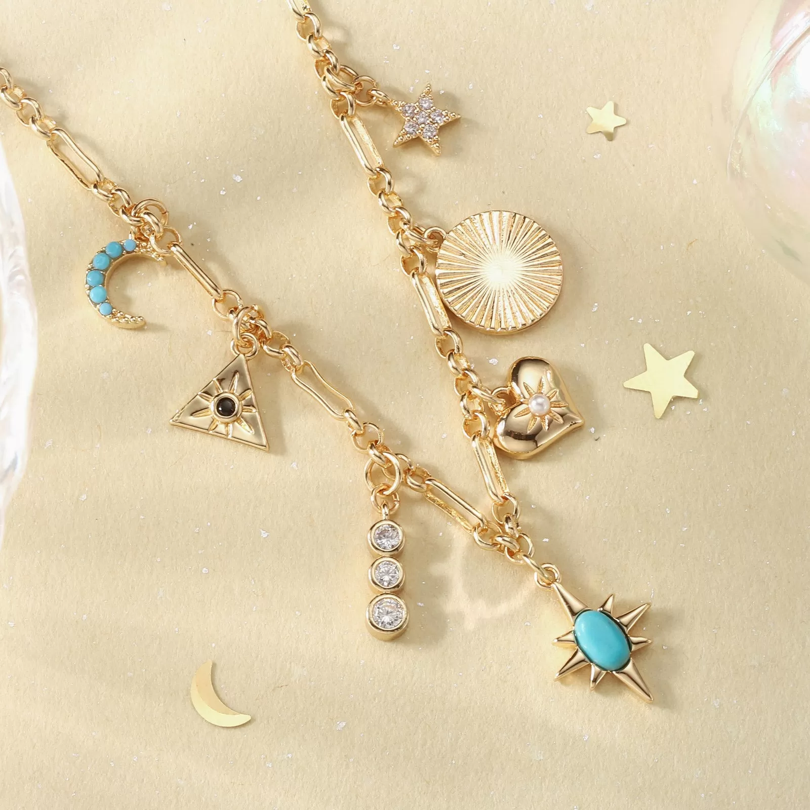 Turquoise Moon Star Necklace