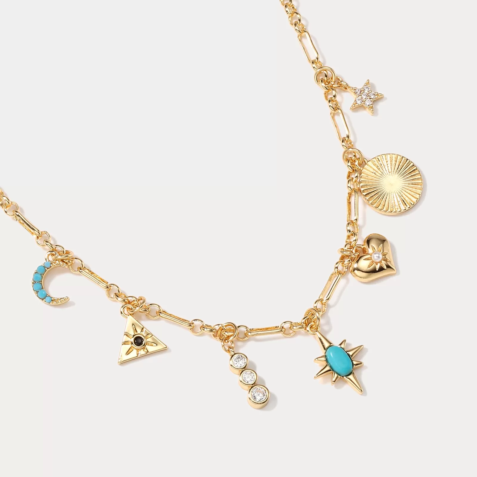 Turquoise Moon Star Necklace