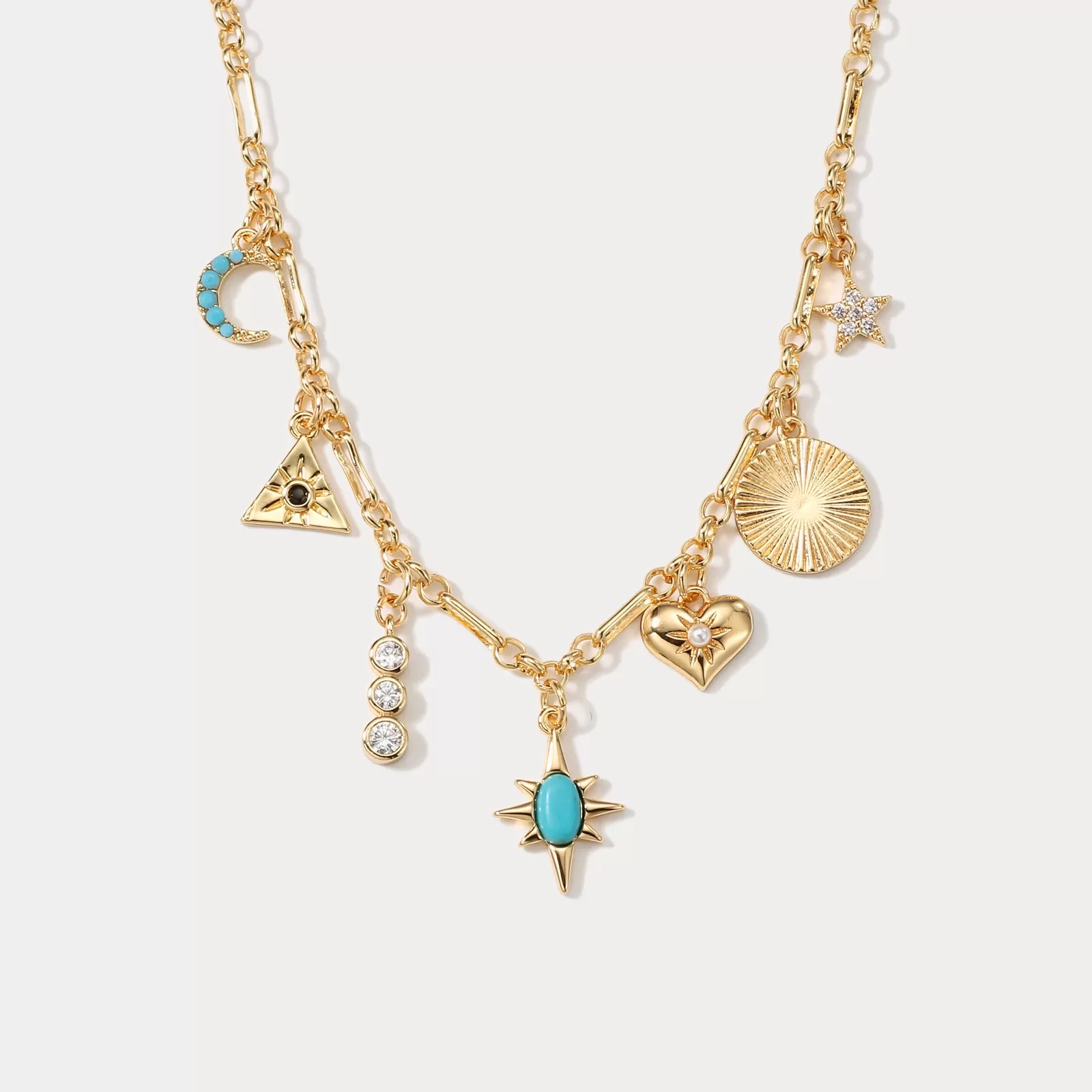 Turquoise Moon Star Necklace