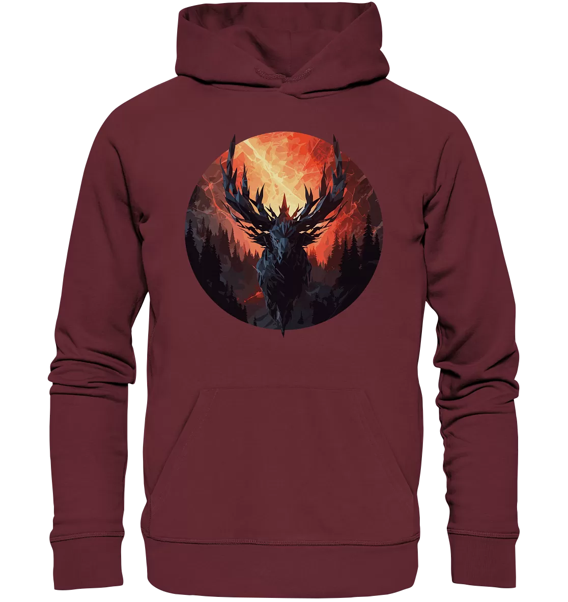 Unisex Bio-Hoodie mit Hirschmotiv "Waldgott"