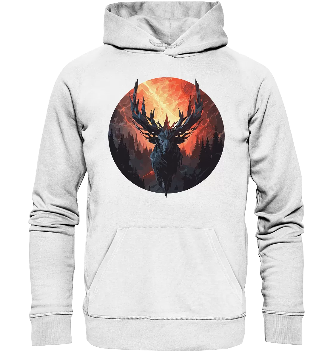 Unisex Bio-Hoodie mit Hirschmotiv "Waldgott"