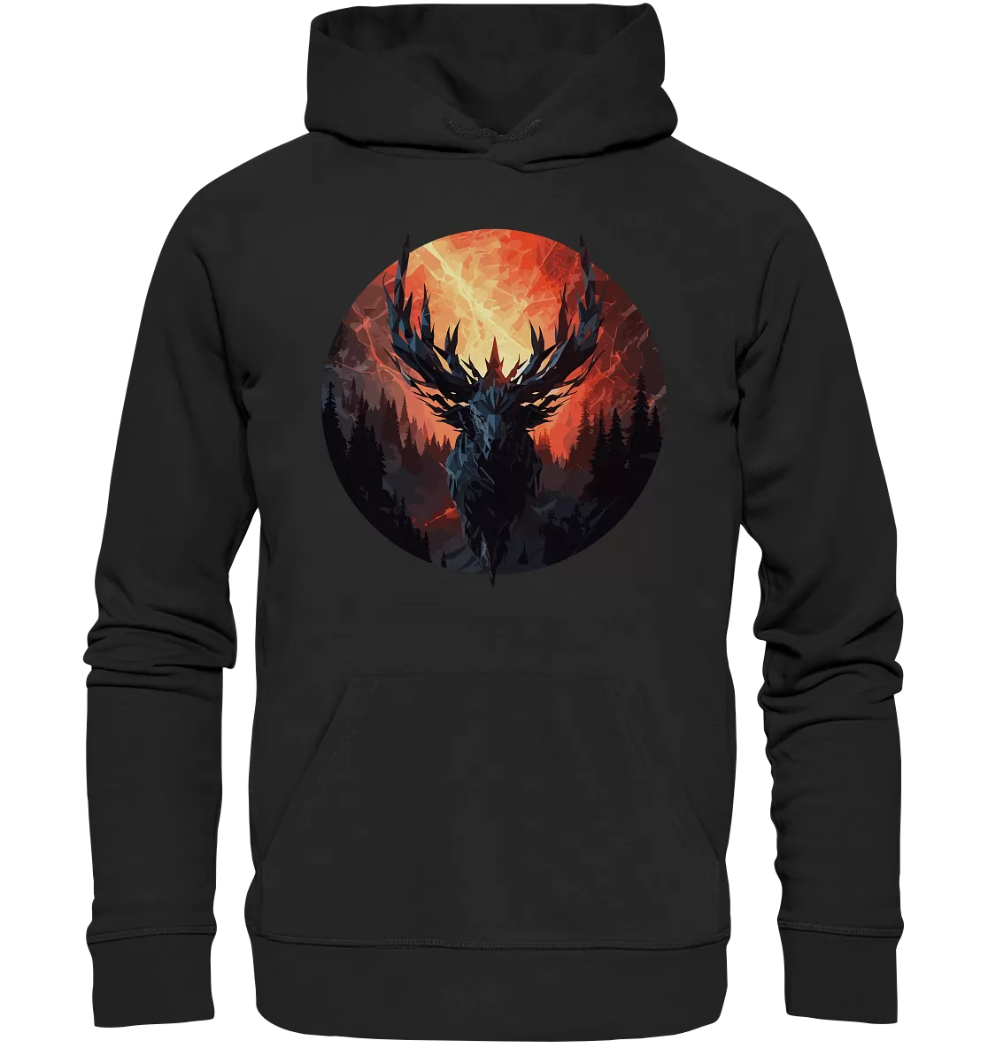 Unisex Bio-Hoodie mit Hirschmotiv "Waldgott"