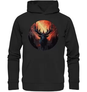 Unisex Bio-Hoodie mit Hirschmotiv "Waldgott"