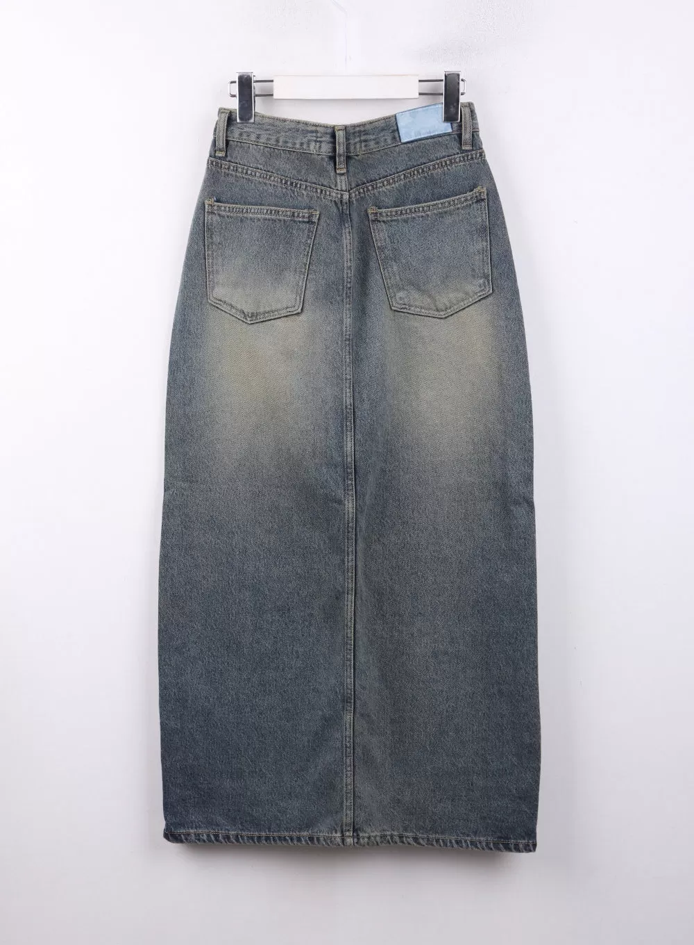 Washed Denim Maxi Skirt CJ422