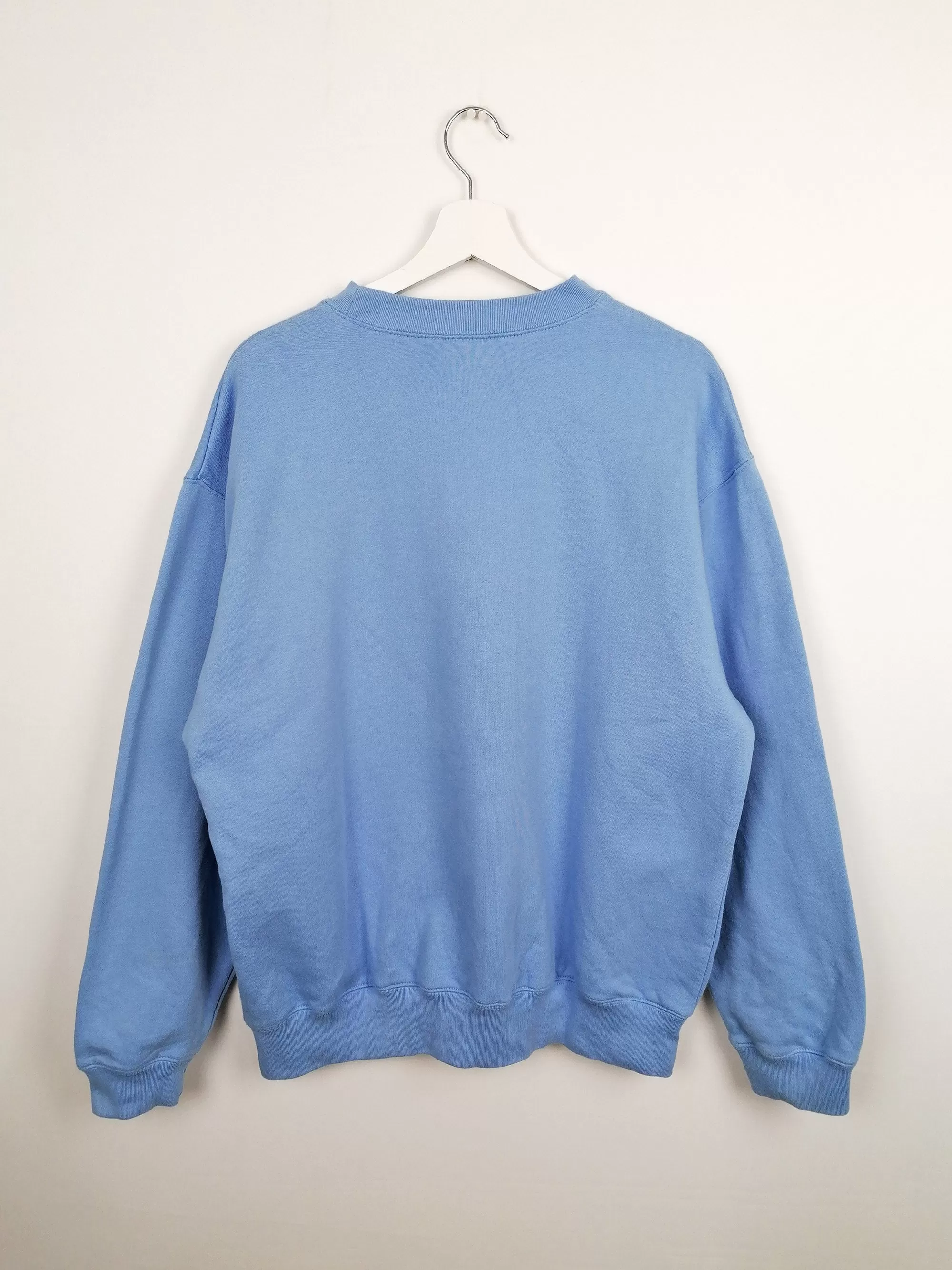 WHALE Retro Print Baby Blue Sweatshirt - size L