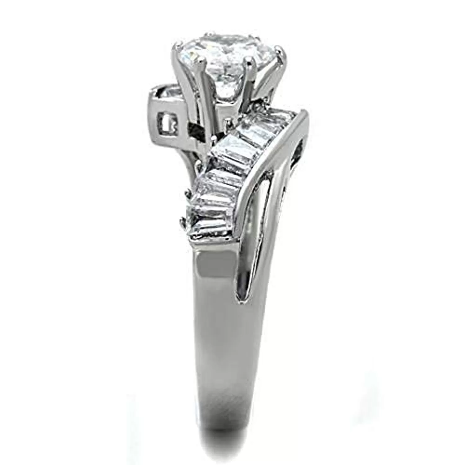 WildKlass Stainless Pave Steel Ring High Polished (no Plating) Women AAA Grade CZ Clear