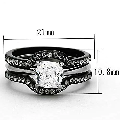 WildKlass Stainless Steel Western Ring Two-Tone IP Black Women AAA Grade CZ Clear