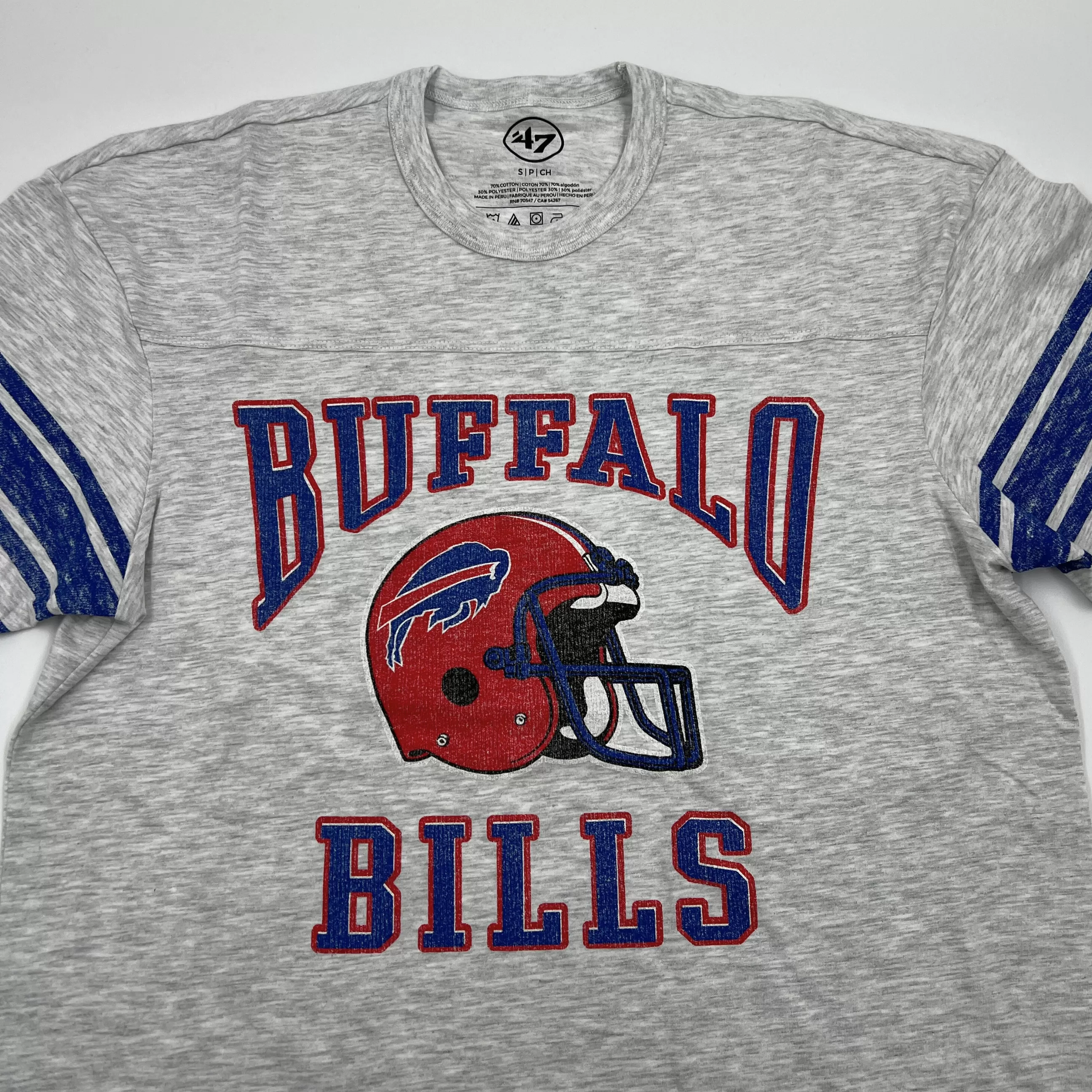 Women's '47 Brand Buffalo Bills Gray With Red Helmet T-Shirt