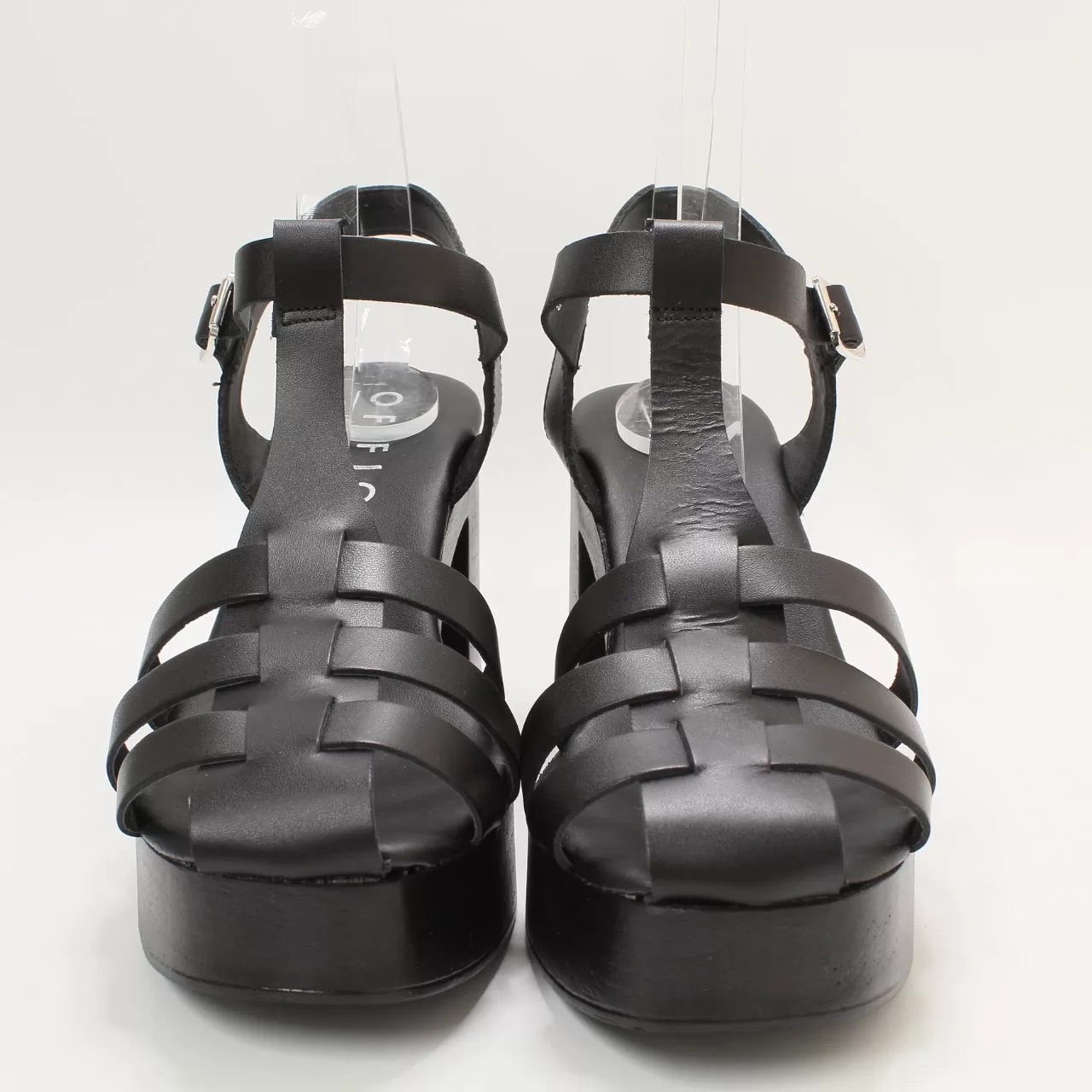 Womens Office Hyde Fisherman Block Heel Sandals Black Leather