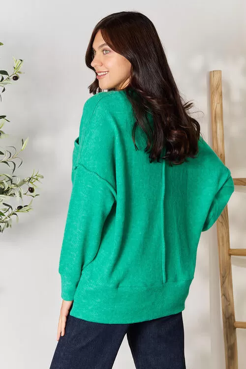 Zenana Round Neck Long Sleeve Sweater