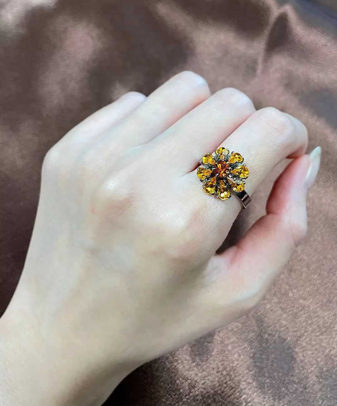 【ドイツ買付】ヴィンテージ SEIBOTH トパーズ フラワー リング/Vintage SEIBOTH Topaz Flower Ring